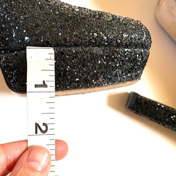 Miu Miu Black Glitter Closed Toe Platform Shoes size EU 38.5 US 8.5 Barbie - Picture 2 of 14